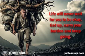 The Man walking with full burden in his back on rocky path