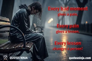 A girl seating on bench in rain