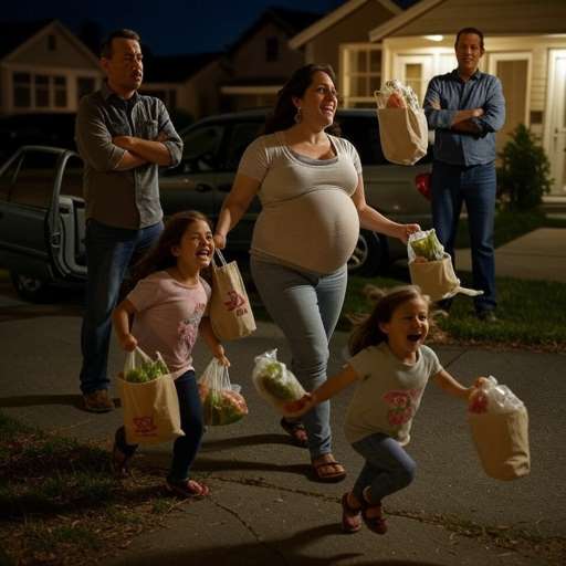 Home isn’t a place: Marisol, stands outside juggling grocery bags, otto watching