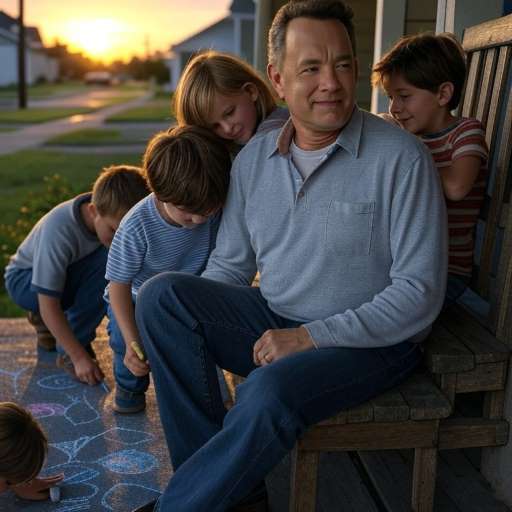 Otto Sitting on the Porch with the Kids