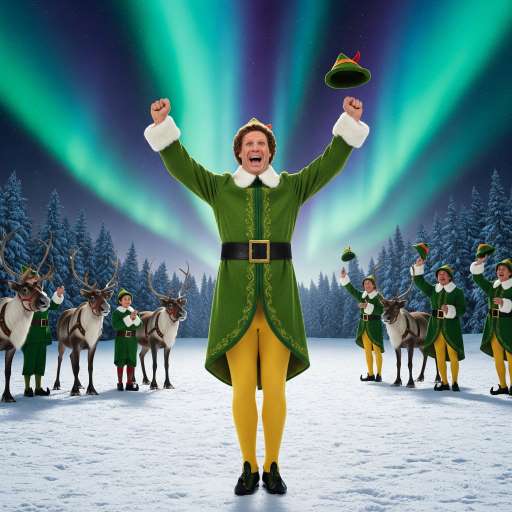 I’m not short: Reindeer and elves cheer in the background in support of Buddy