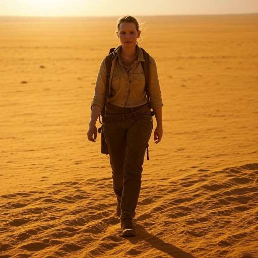 It's your road and yours alone: Robyn walking across a vast, empty desert plain