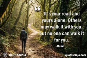 A lady walking into the vast forest