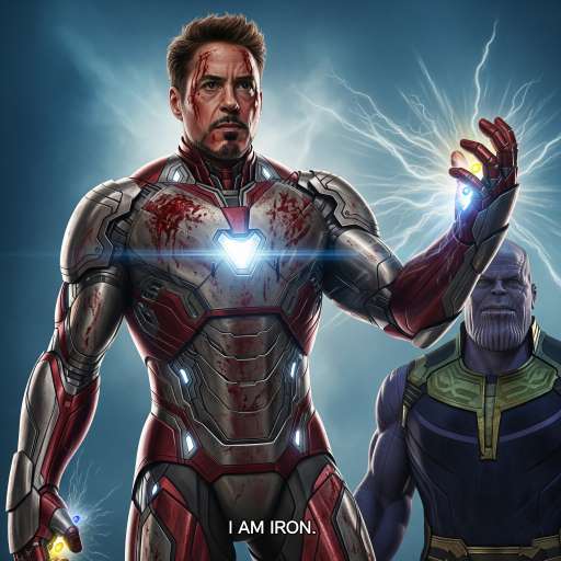 Tony looks Thanos in the eye and says “I am Iron Man.”
