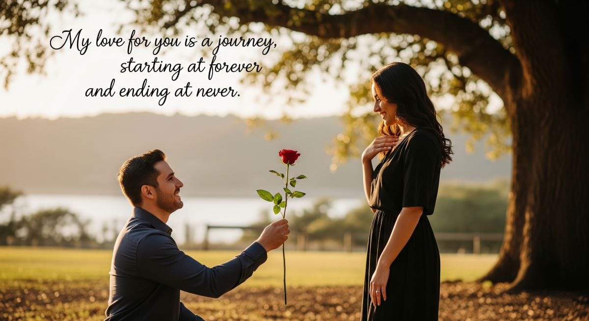 Romantic love quotes for her – man giving a red rose as a symbol of love