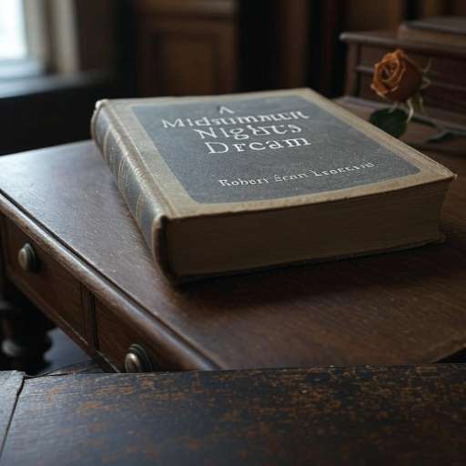 A single copy of A Midsummer Night’s Dream on a wooden desk