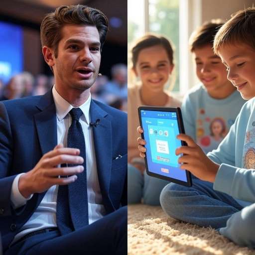 Sam, speaking at a tech event other side shows his app helping children communicate