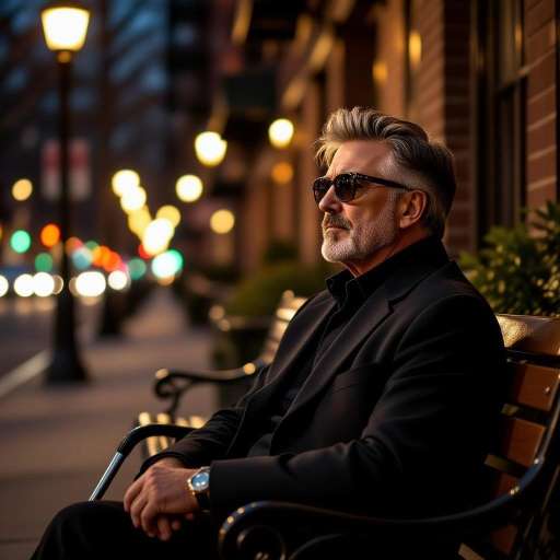In the silence of the night: Bill Sitting Alone on a Bench