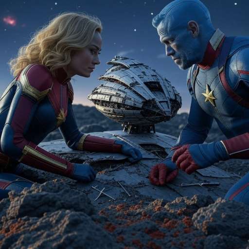 Captain Marvel and Jude Law Working Together