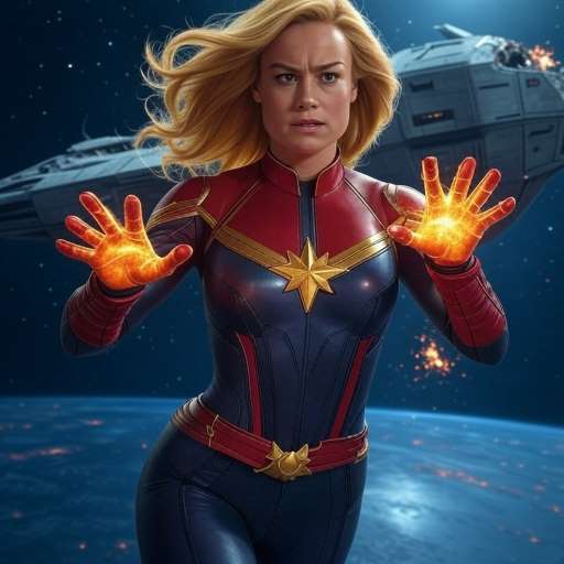 Captain Marvel trying to communicate with distress alien ship