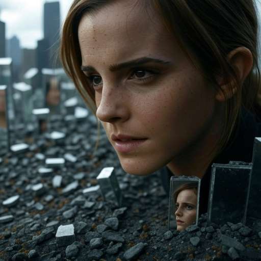 Emma Watson sees slightly distorted reflections of herself