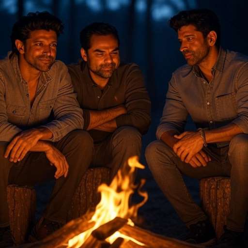 Happiness isn’t a destination: Farhan Akhtar, Abhay Deol & Hrithik Roshan sits fireside