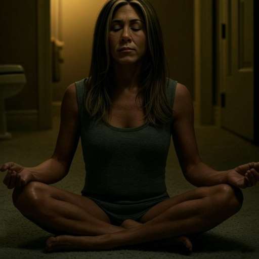 Jennifer Aniston Meditating Amidst the Chaos