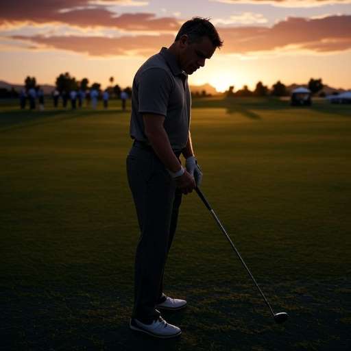 Faith is the inner knowing that the Self is never separate from the Supreme: Matt Damon Standing at the Edge of the Golf Course at Sunset