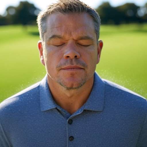 Matt Damon Taking a Deep Breath Before Swinging