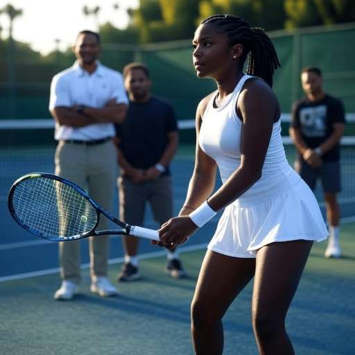 Saniyya Sidney, playing on a professional-looking court in West LA