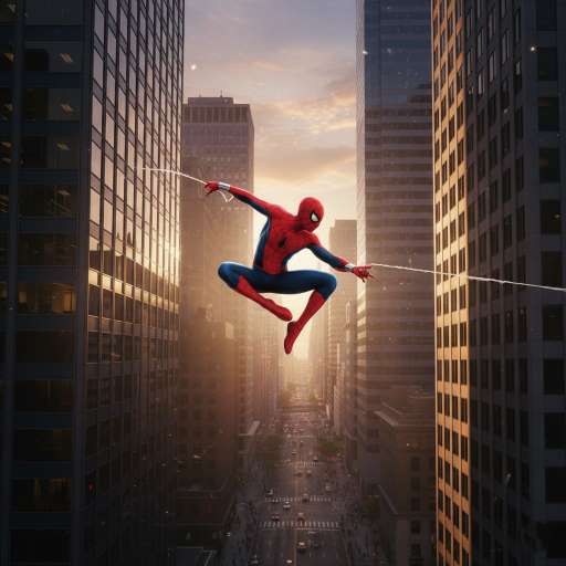 Young people are not only the leaders of tomorrow: Spiderman Swinging Through NYC