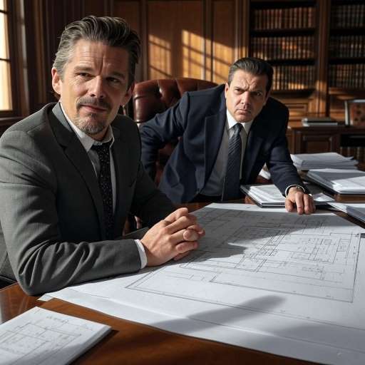 Tesla presenting his tower plans to J.P. Morgan