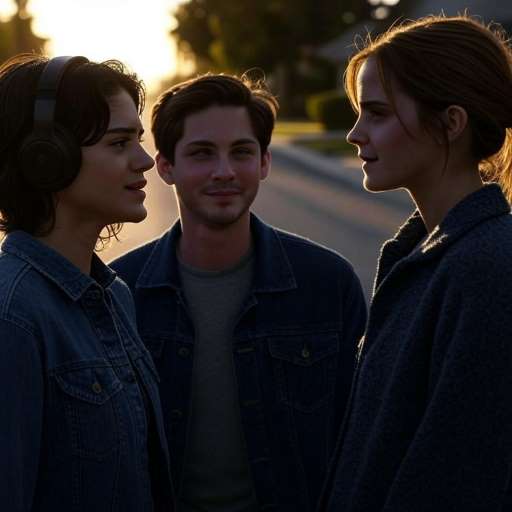 Be kind: The four friends walking down a suburban street