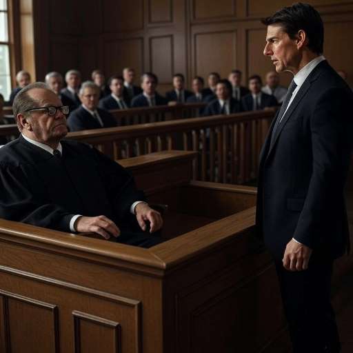 Tom Cruise stands before Colonel Jack Nicholson, who sits in the witness box