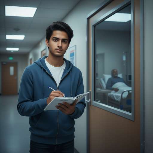When gratitude becomes your habit: Aarav stands just outside a dimly lit hospital room door