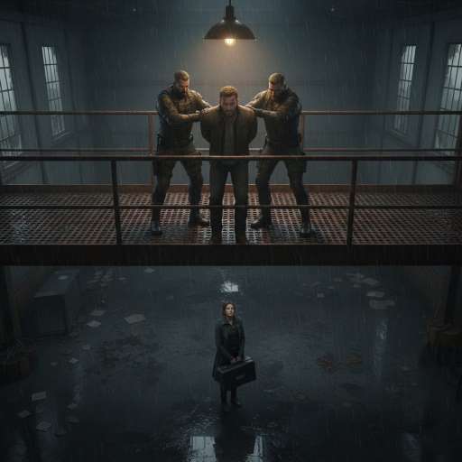 Aaron, bruised and tied, is forced forward by two armed men