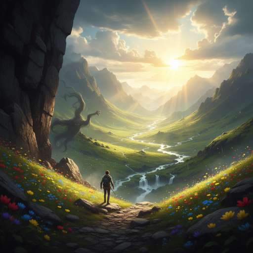 Arin emerges from the dark pass into an explosion of golden light