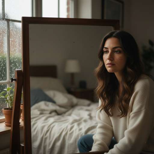 Healing isn’t about going back to who you were: Clara staring into the mirror in her bedroom