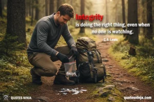 A hiker carefully packing out all their trash, including small scraps, from a remote trail.