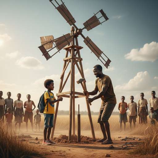 Kimani and his father work together in an open field