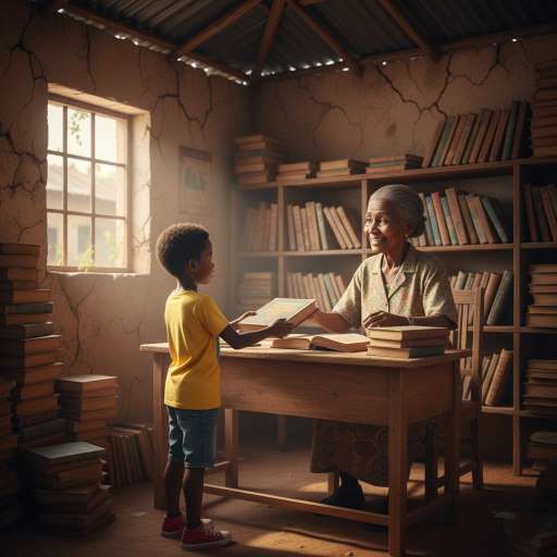 Kimani thanking Librarian for a book