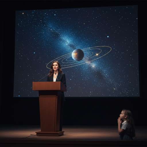 Mira stands confidently at a podium