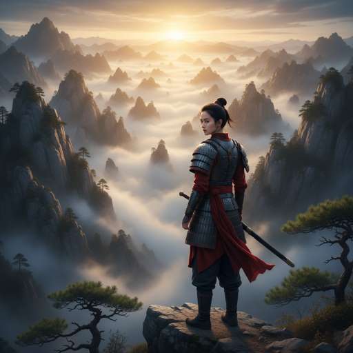The most powerful version of you: Mulan stands at the edge of a mountain cliff