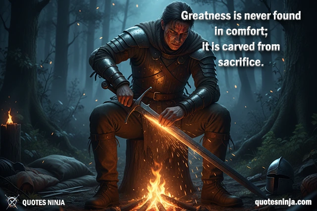 A Warrior Sharpening Their Blade in a Dark Camp