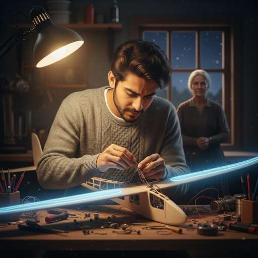 Arin adjusting a new glider design