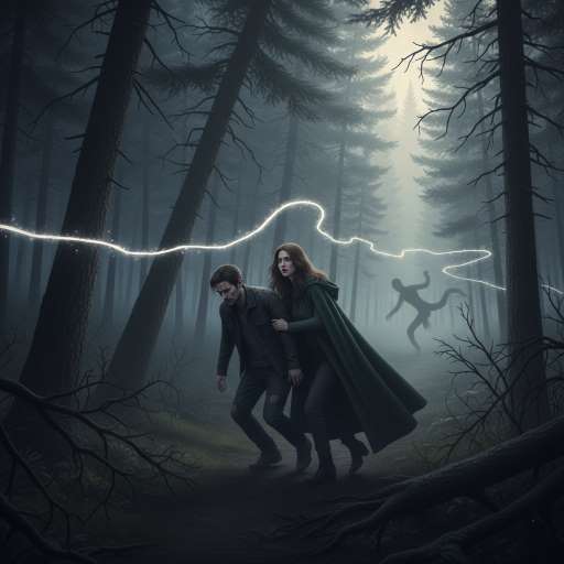 Elena drags a weakened Daniel through the tangled forest