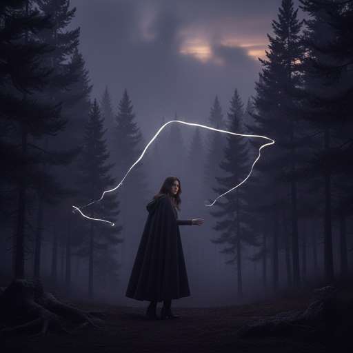 Elena steps toward a thin, glowing trail