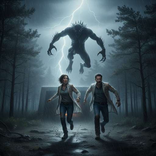 Mara and Keon running from creature