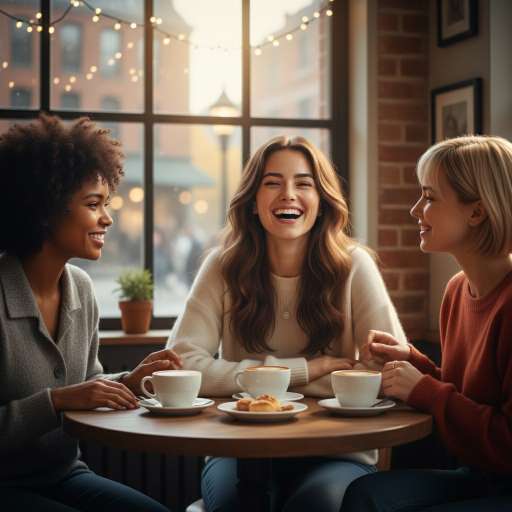 Mara enjoying coffee with her friends