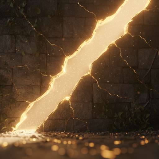 sunlight streaming through cracks in a wall